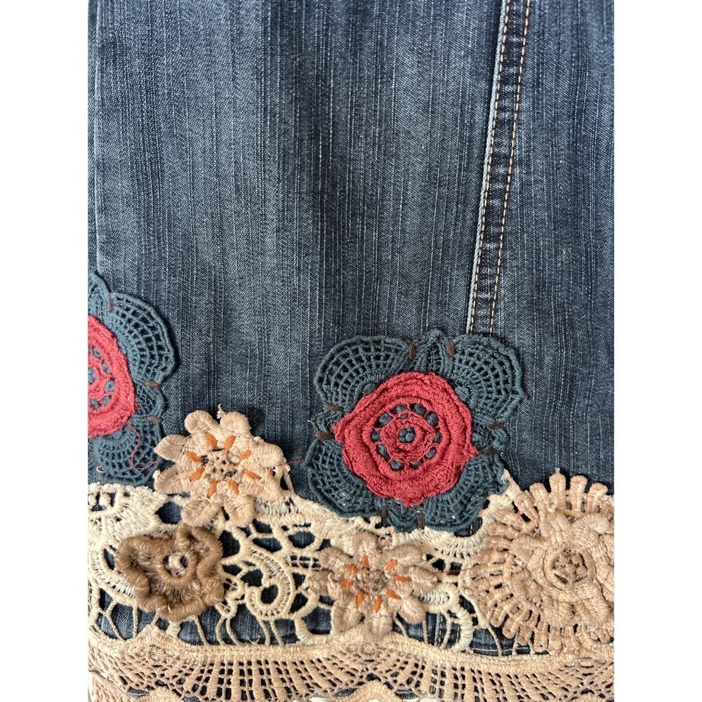 Chico’s Denim Floral Embroidered Jacket  - Size 0 - Picture 9 of 9